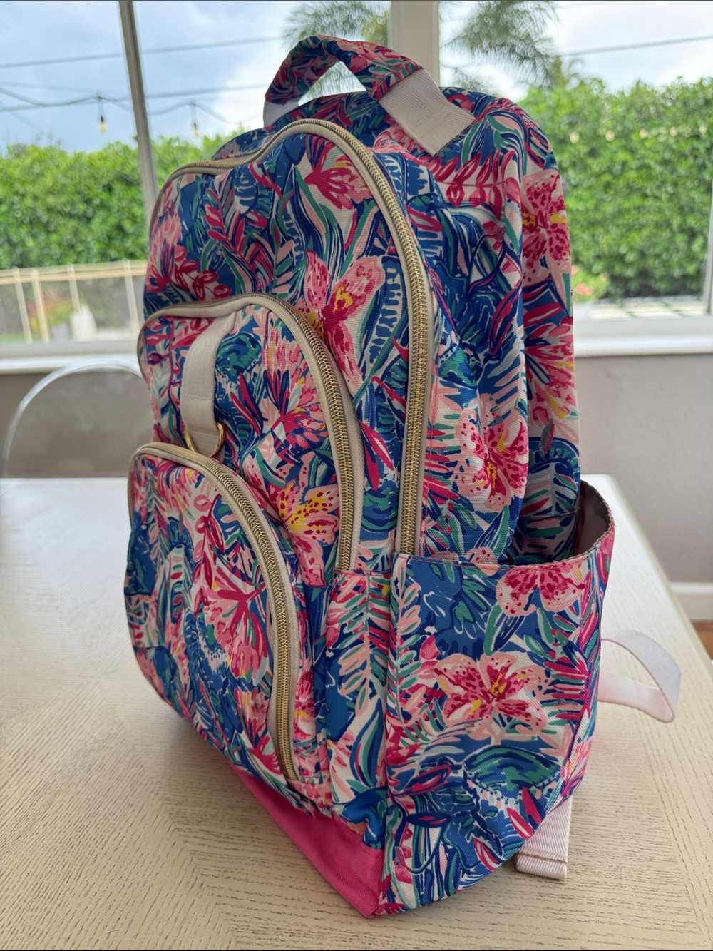 Lilly Pulitzer Floral Multicolor Backpack with Pink Base - Picture 2 of 5
